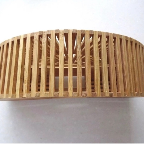 Bamboo half moon crescent arc bag purse - Picture 3 of 4